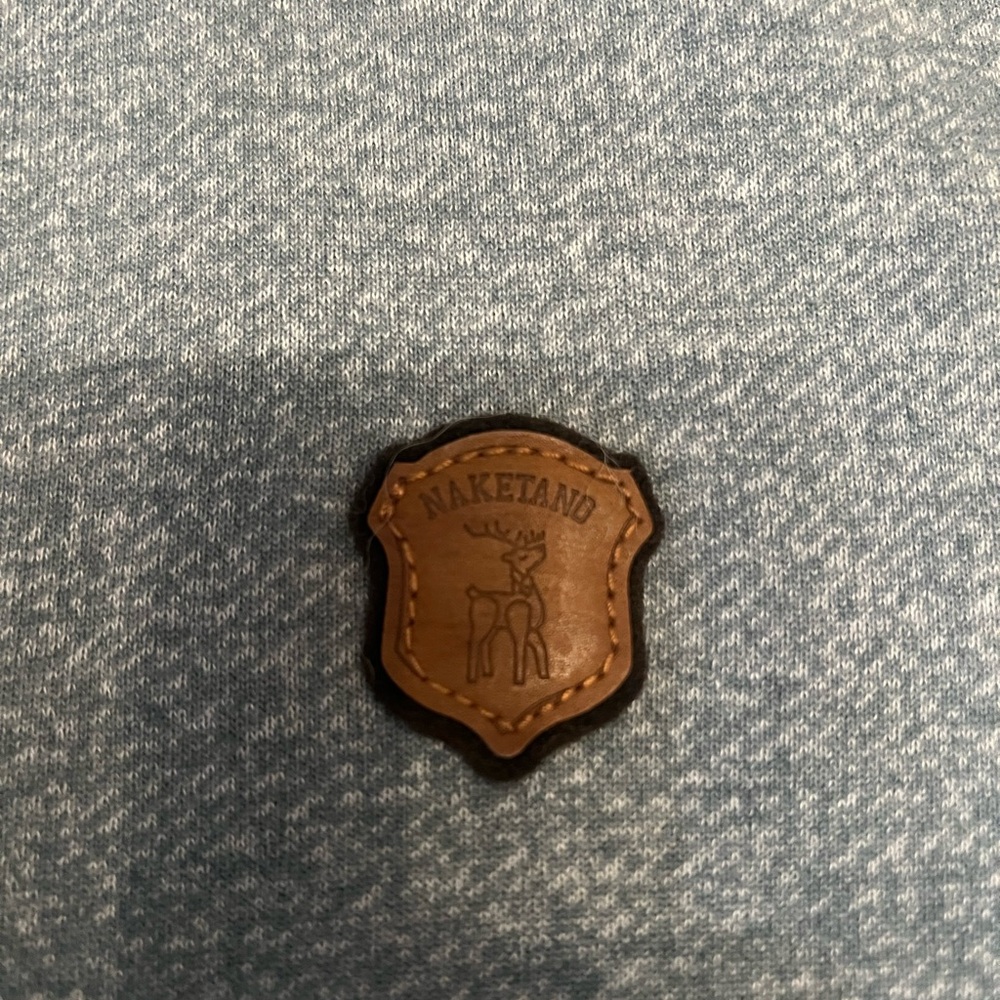 Naketano Blue Hoodie with Brown Patch - Picture 2 of 9
